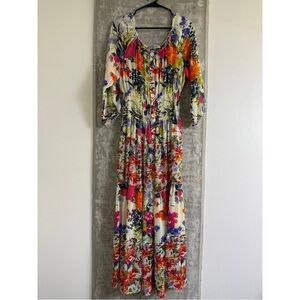 Figueroa & Flower Multicolor Floral Maxi dress Sheer Women’s Large